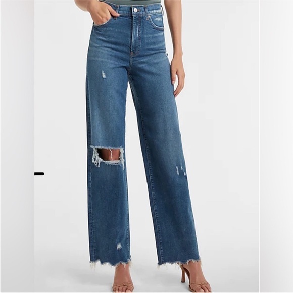 Express 90’s wide leg super high rise jeans. Size 12. - Picture 1 of 10